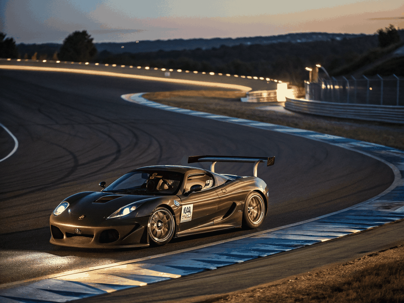Silver track-focused performance coupe