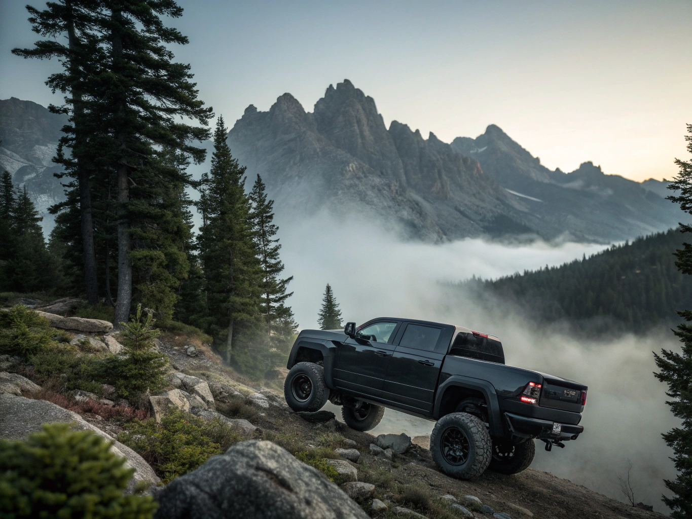 Custom lifted off-road pickup with high clearance