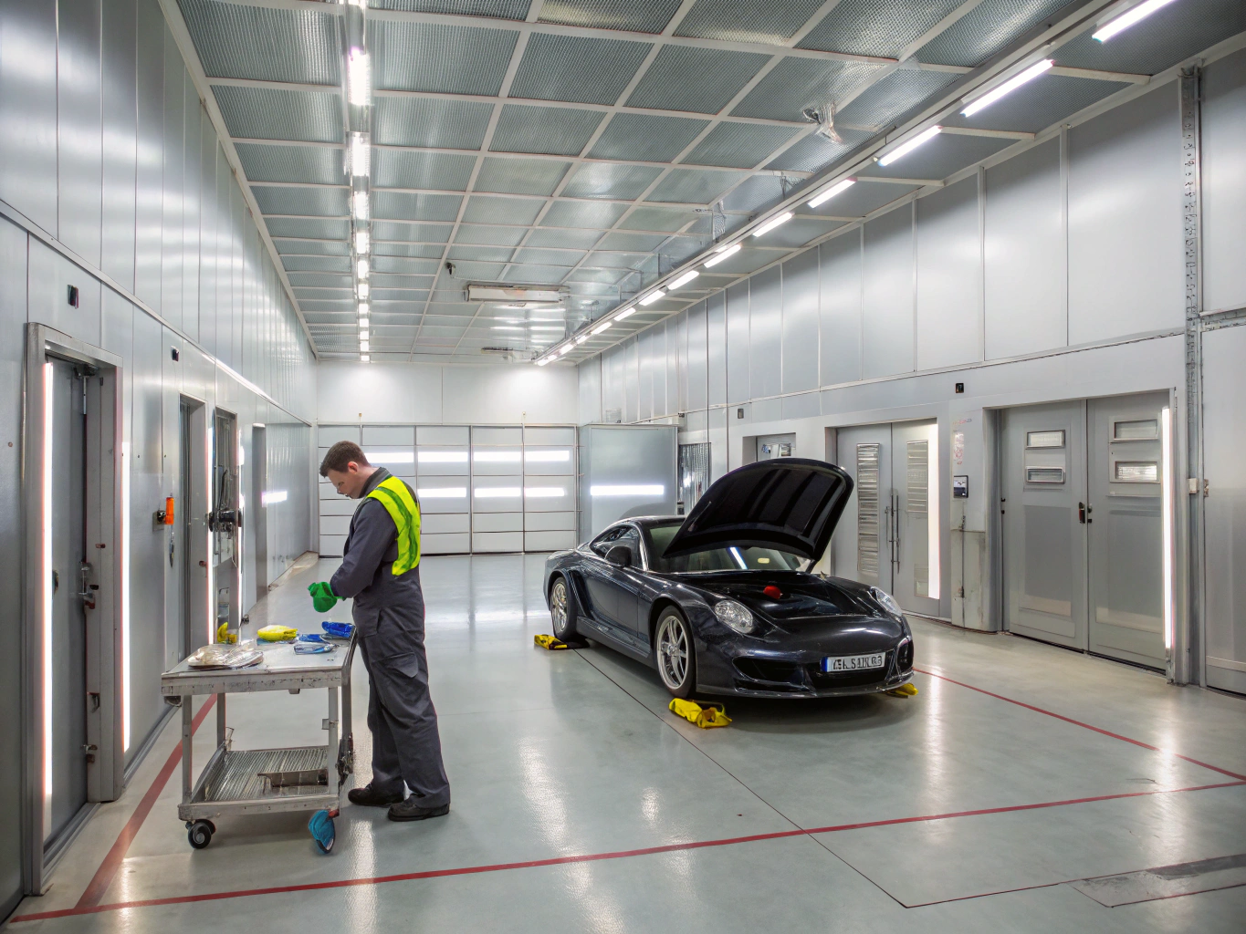 DriveMatrix Solutions modern automotive workshop and custom build bay